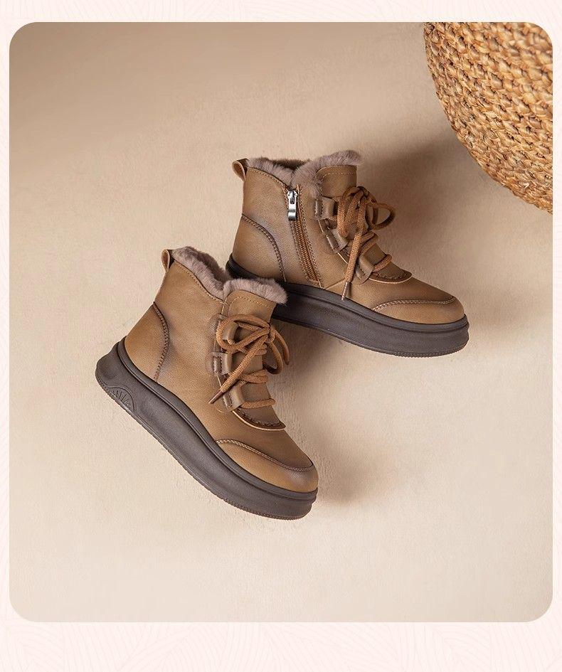 Women's Super Soft Cotton Snow Boots, Plus Velvet Warm Mid-Calf Martin Boots for Autumn and Winter