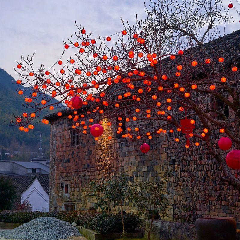 Solar Persimmon and Apple Decorative String Lights