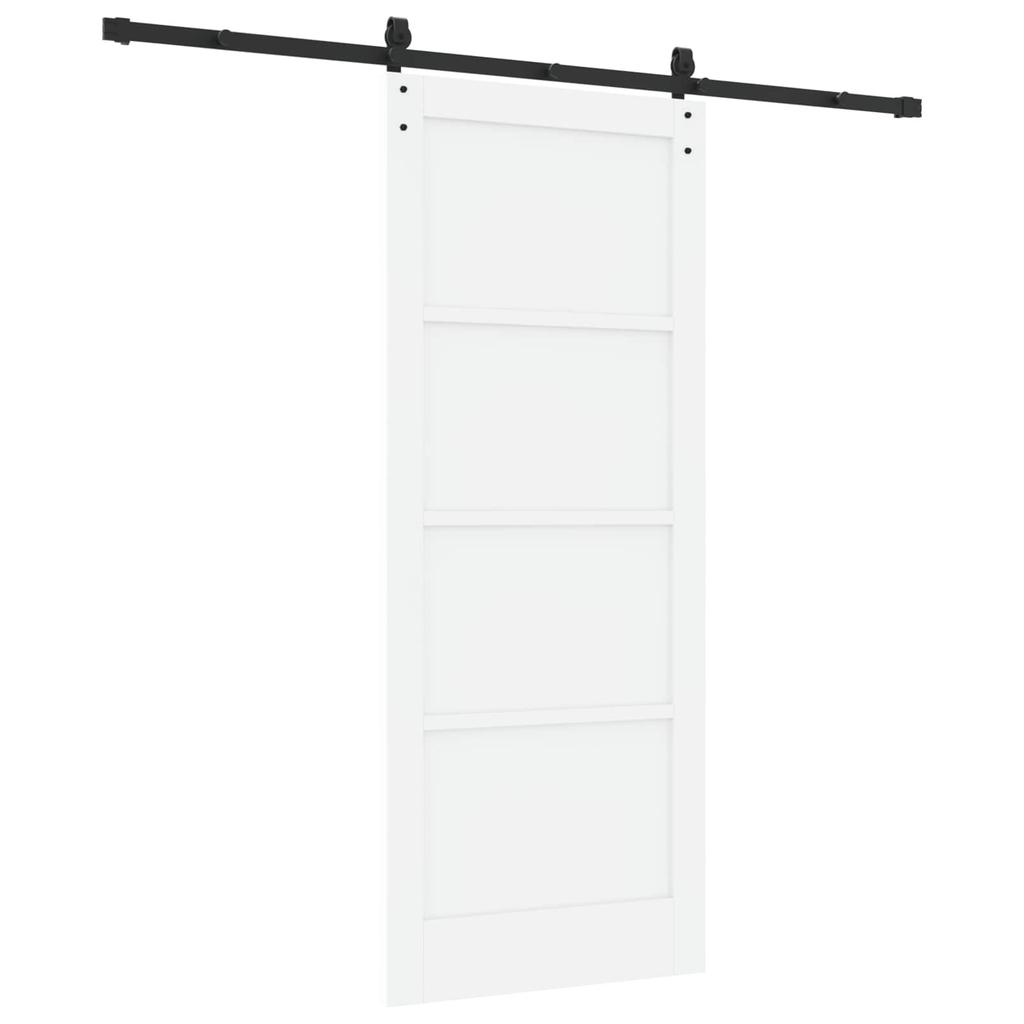Sliding Door White 83 X 202 Cm Solid Pine Wood