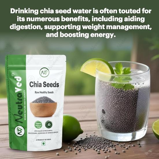 NeutraVed Chia-Samen 250g | Rohes & Unpoliertes Superfood | Hoher Ballaststoff- & Pflanzenproteinanteil | Reich an Omega-3 | Glutenfrei, Veganer-freundlich
