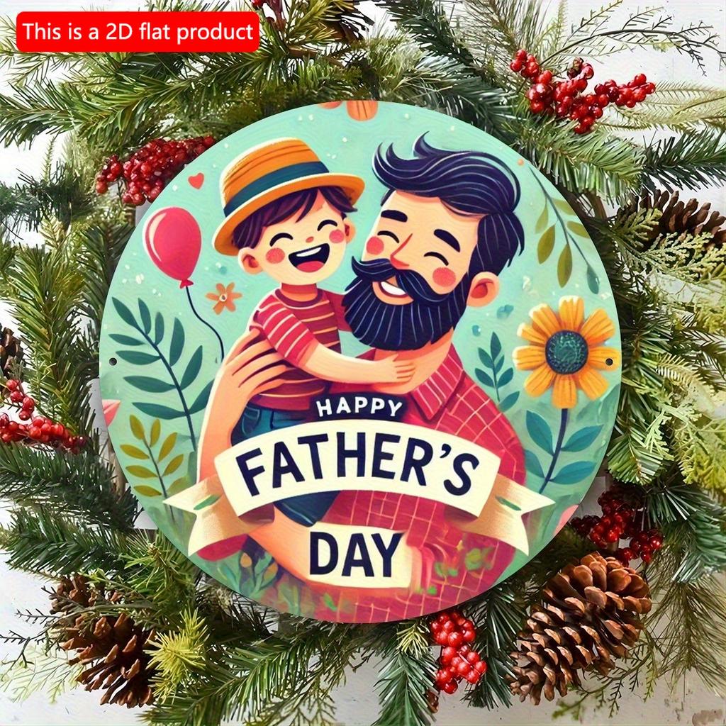 2d flach 20*20cm Alles Gute zum Vatertag " Rundes Holzschild Perfekt für Haustür, Veranda, Wohnzimmer & Schlafzimmer Deko Perfektes Vatertagsgeschenk