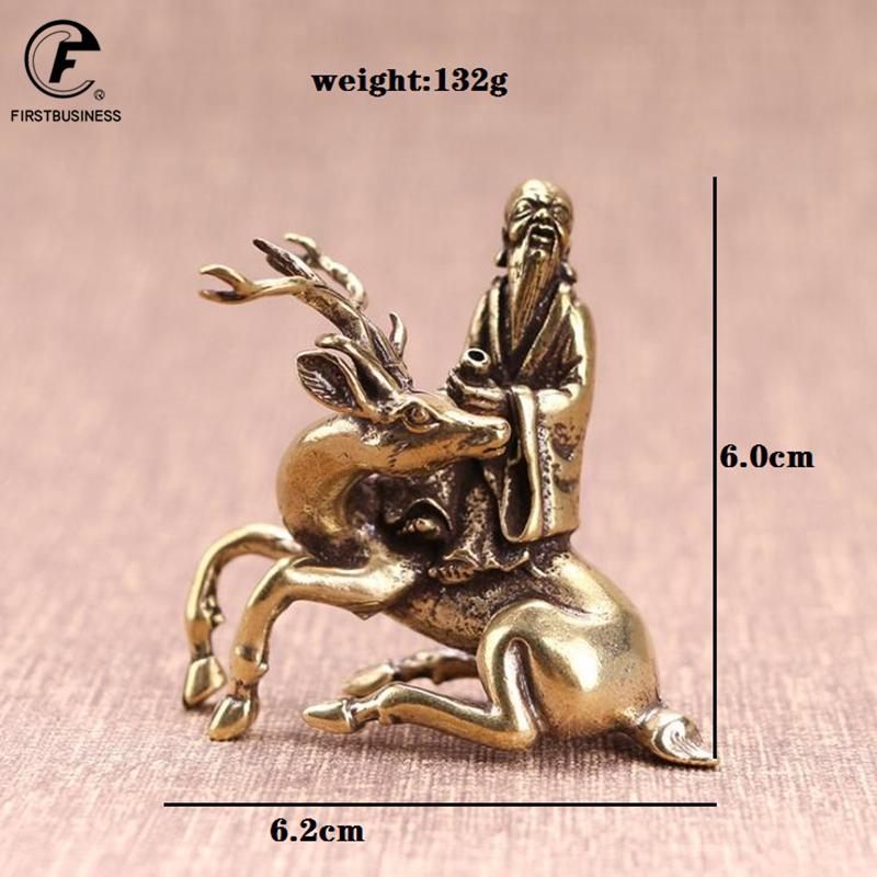 

Copper Longevity God Riding Deer Statue Chinese Style Ornament Decoration Accessory Home Office Decor Crafts Figurine Collection
