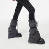 Women Winter Padded Puffer Leg Warmers for Outdoor Work and Sports Adjustable Drawstring Flared Boot Covers Long Socks