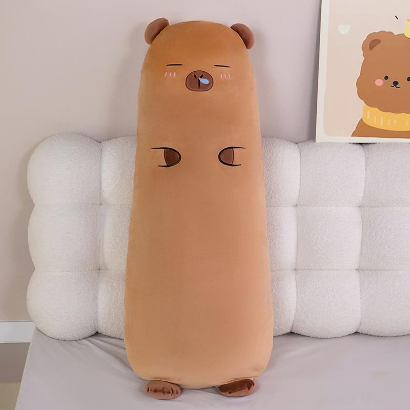 3 Sizes Cartoon Capybara Long Body Plush Pillow Cotton Stuffed Chubby Capybara Throw Pillow Kawaii Bedroom Decor Kids Gift