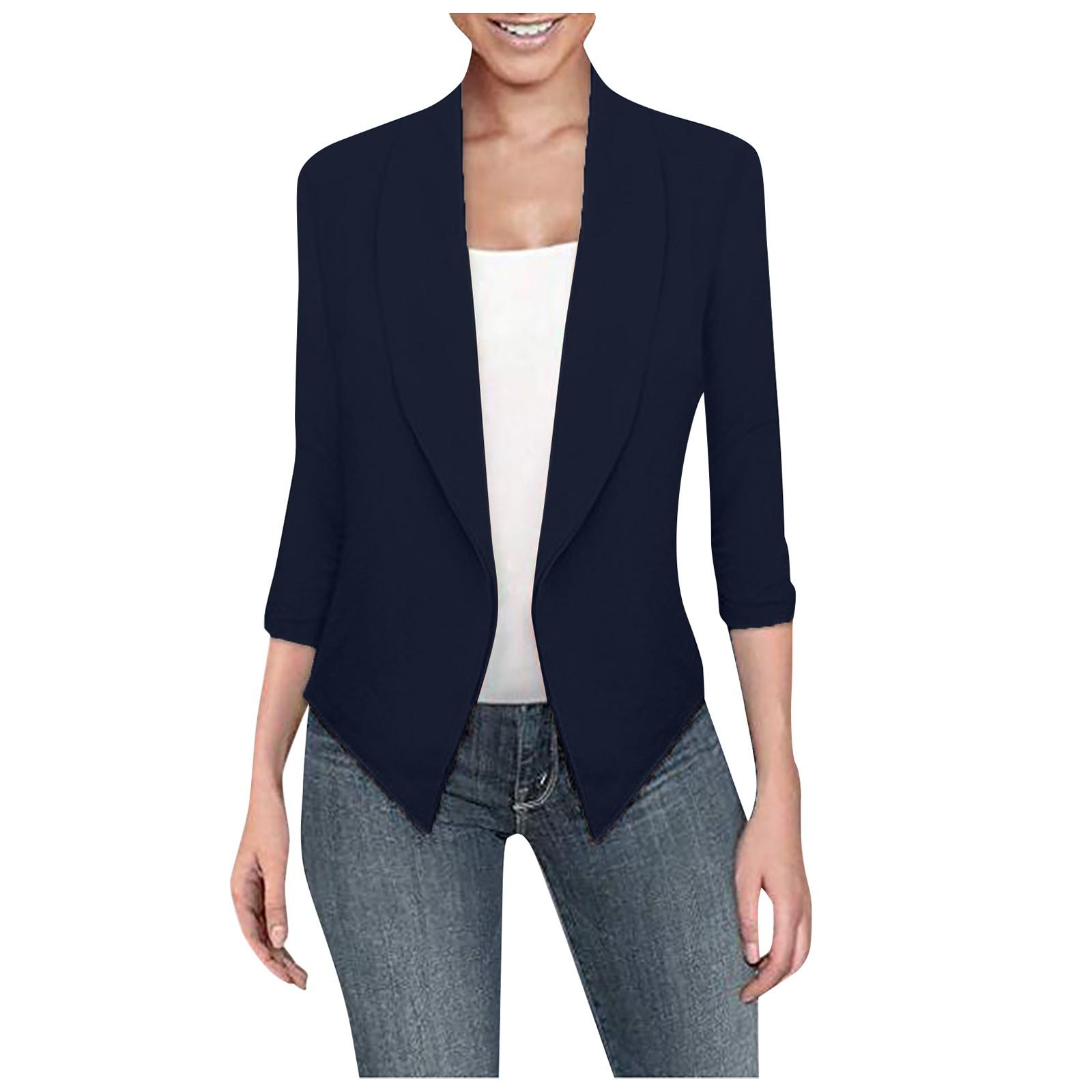 

Women Thin Lady Lapel Long Sleeved Coat Suit Slim Cardigan Casual Tops XXXXXL Темно-синій