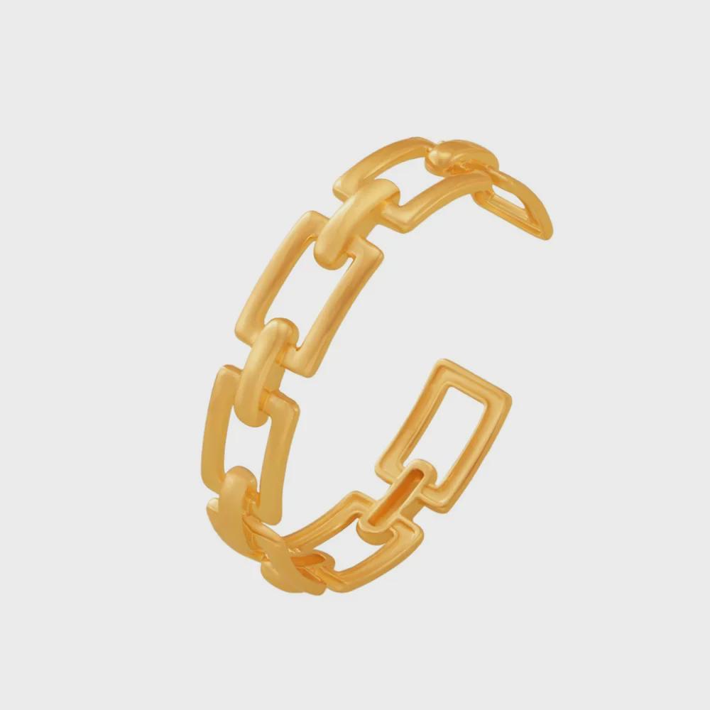 18k Gold-Plated Geometric Hollow Chain Bracelet