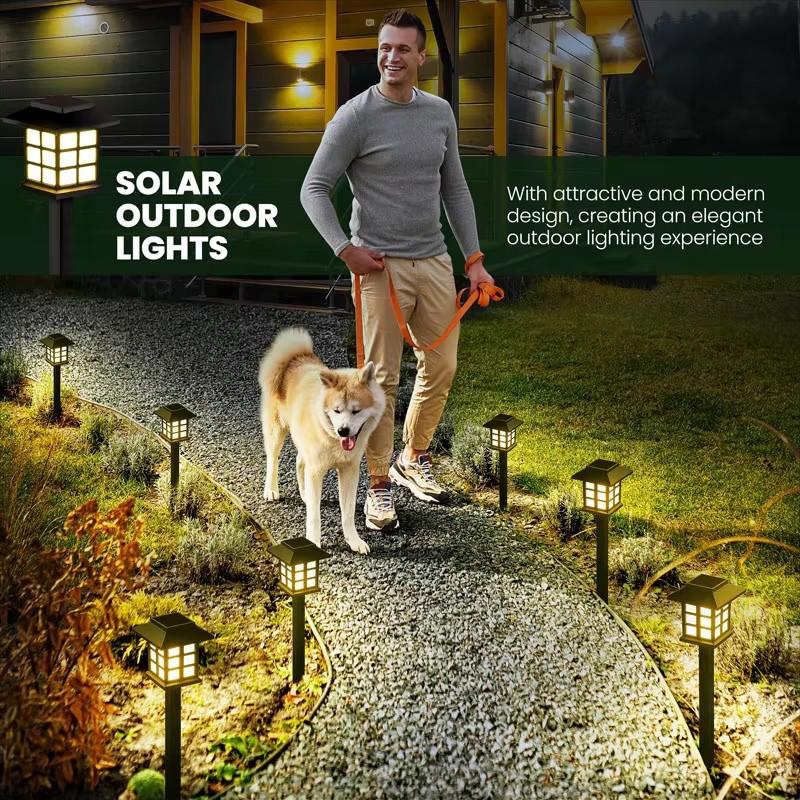 2Pcs Solar Path Lights Outdoor Solar Walkway Lights Waterproof Garden Light Decorative for Yard Landscape Driveway Warm White