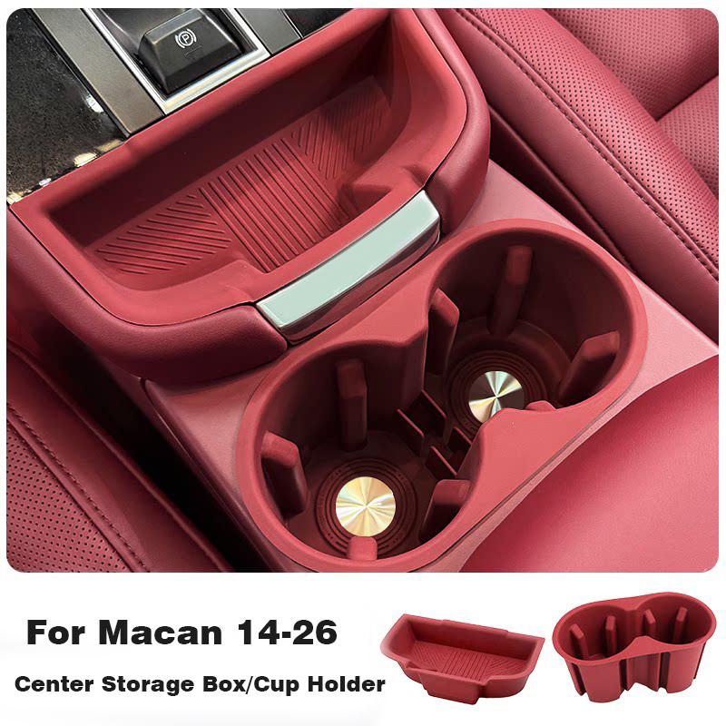 Car Center Storage Box Cup Holder For Porsche Macan 2014-2026 -2026 Soft Waterproof Central Console Organizer Protector