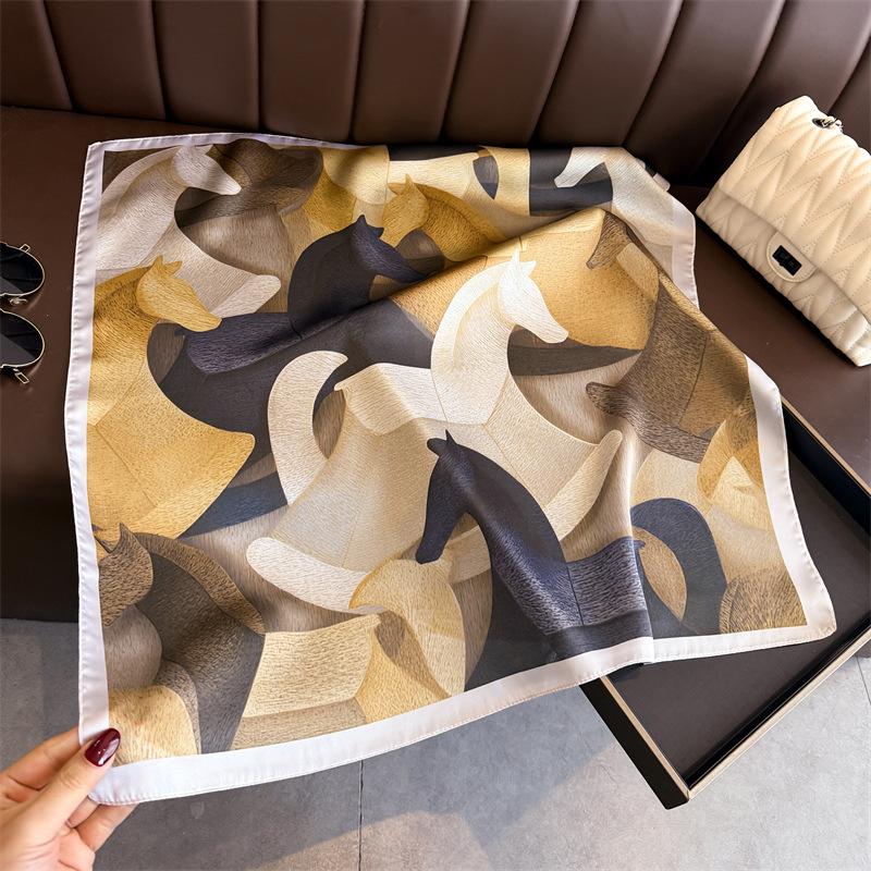 New Modern Polka Dot Printed Silk Scarf Square Scarf High-end Shawl Sunscreen Neck Small Square Scarf Headscarf Women's Scarf
