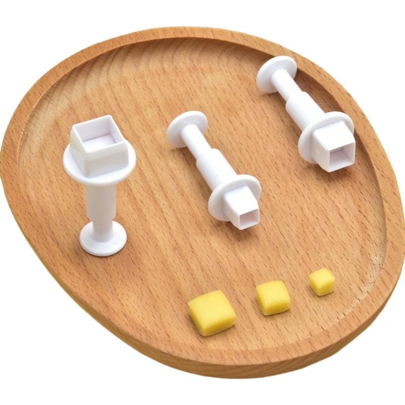 

3Pcs Heart Star Square Plunger Fondant Cutter, Biscuit Cookie Mold Set with Push Mechanism, Sugarcraft Cake Decorating Tool DIY