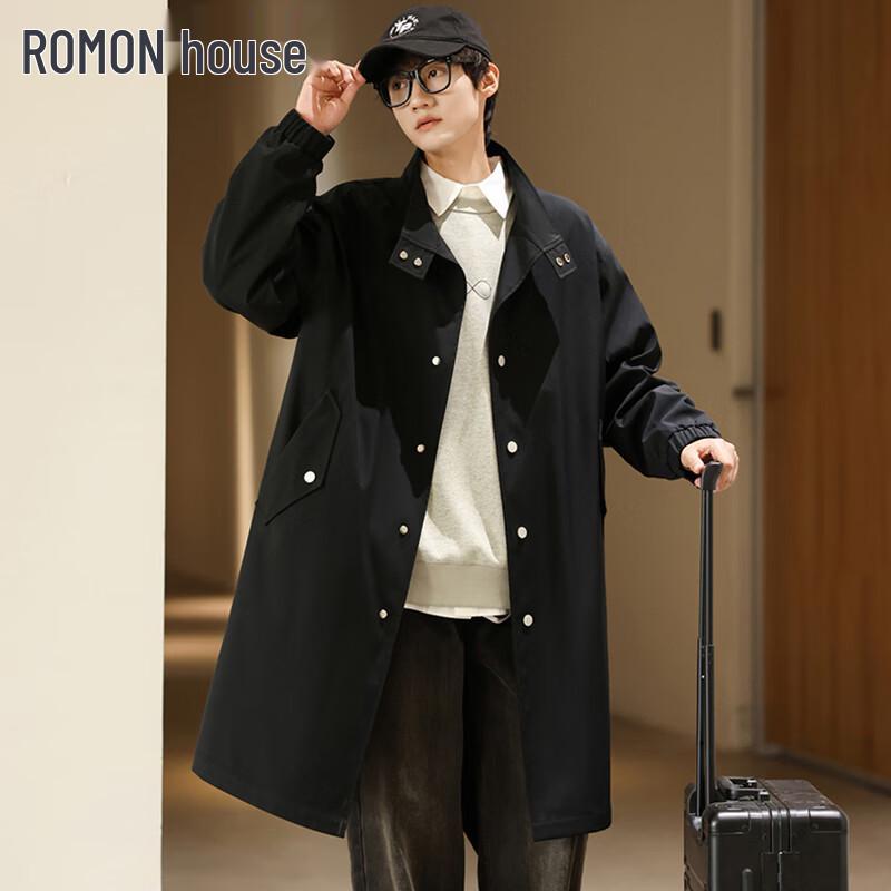 ROMON Men's Autumn Mid-Length Trench Coat