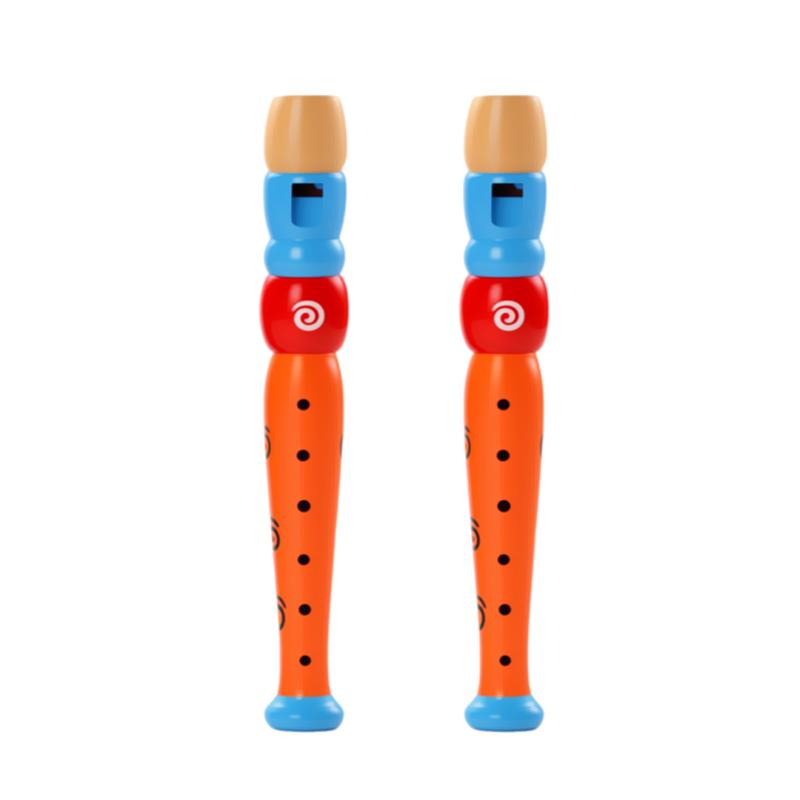 2pcs Wooden Flute 20cm Colorful Children Music Instrument Trumpet Buglet Hooter Kids Educational Learning Musical Toys TMZ