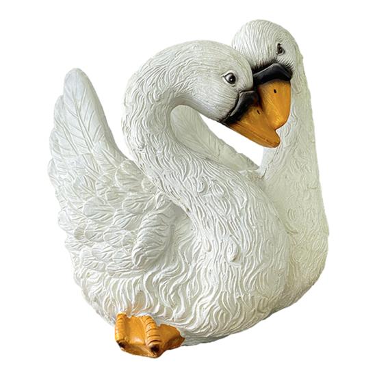 

White Swan Planter Swan Resin Pot Outdoor Couple Flower Animal Plant Container C