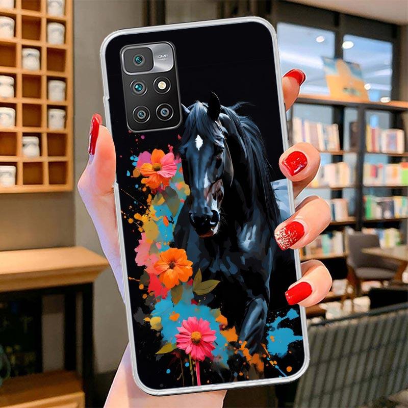 Animal Black Horse Cover Phone Case For Xiaomi Poco F7 Ultra X7 X6 X5 Pro M7 Redmi 15C 15 13C 13 12C 12 10C 10 9A 9C 9T 9 Shell