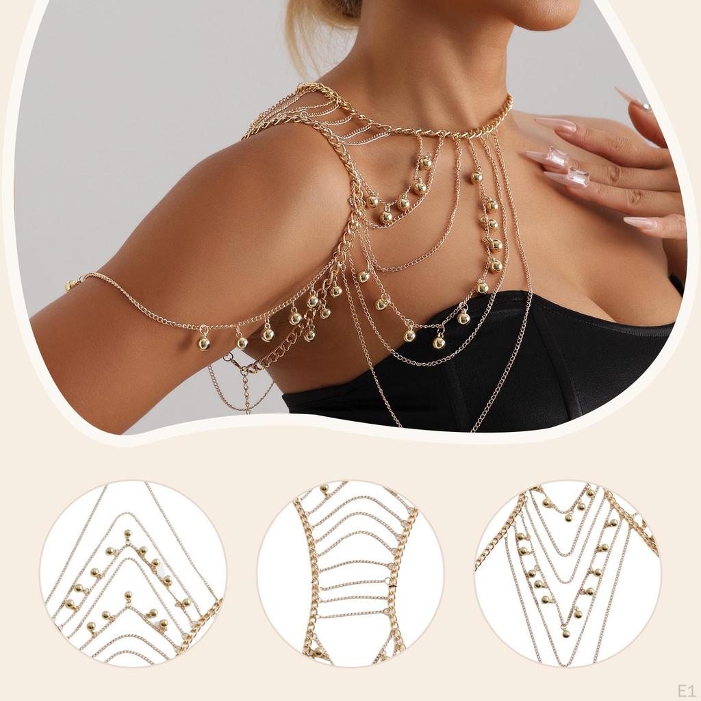 Shoulder Chain Accessories Gold Costume Outfit Fashion Jewelry Shawl Arm for Festival Party