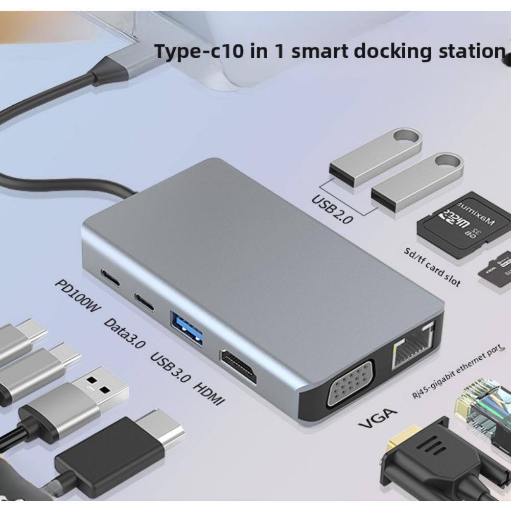 8 In 1 Type C Docking Station for Laptop USB C Hub with HDMI USB Ports Multi Function Adapter for Phone PC MacBook