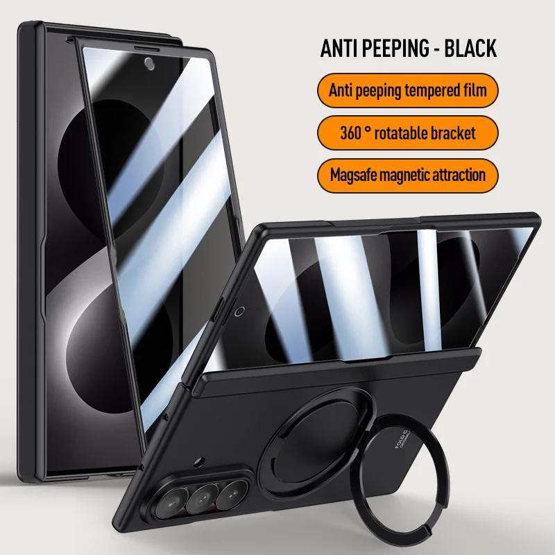For Magsafe Magnetic Metal 360 Rotate Holder Tempered Glass Film Protect Case For Samsung Galaxy Z Fold 8Ultra Spring Hinge Cove