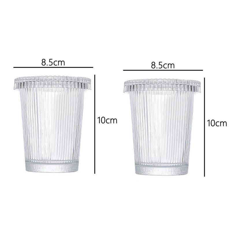 

2 шт. 240 мл/380 мл вертикальные узорчатые стеклянные чашки с крышкой для холодного кофе латте кружки для кафе прозрачные напитки бытовые бокалы для вина 2pcs