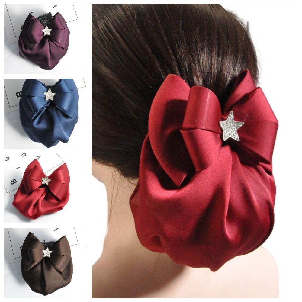 Sweet Bow Snood Korean Style Women Spring Clip Vintage Ruffled Edges Hair Net For Girls