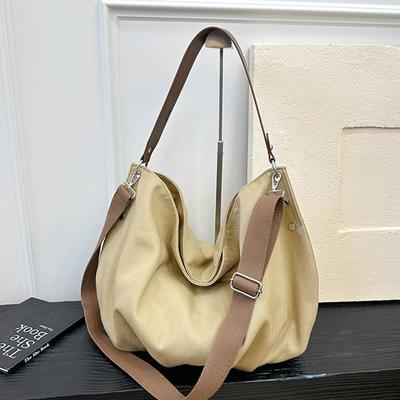 Retro Simple Lazy Wind Canvas Bag Women's Autumn New Commuter Tote Bag Fashion Shoulder Messenger Bag