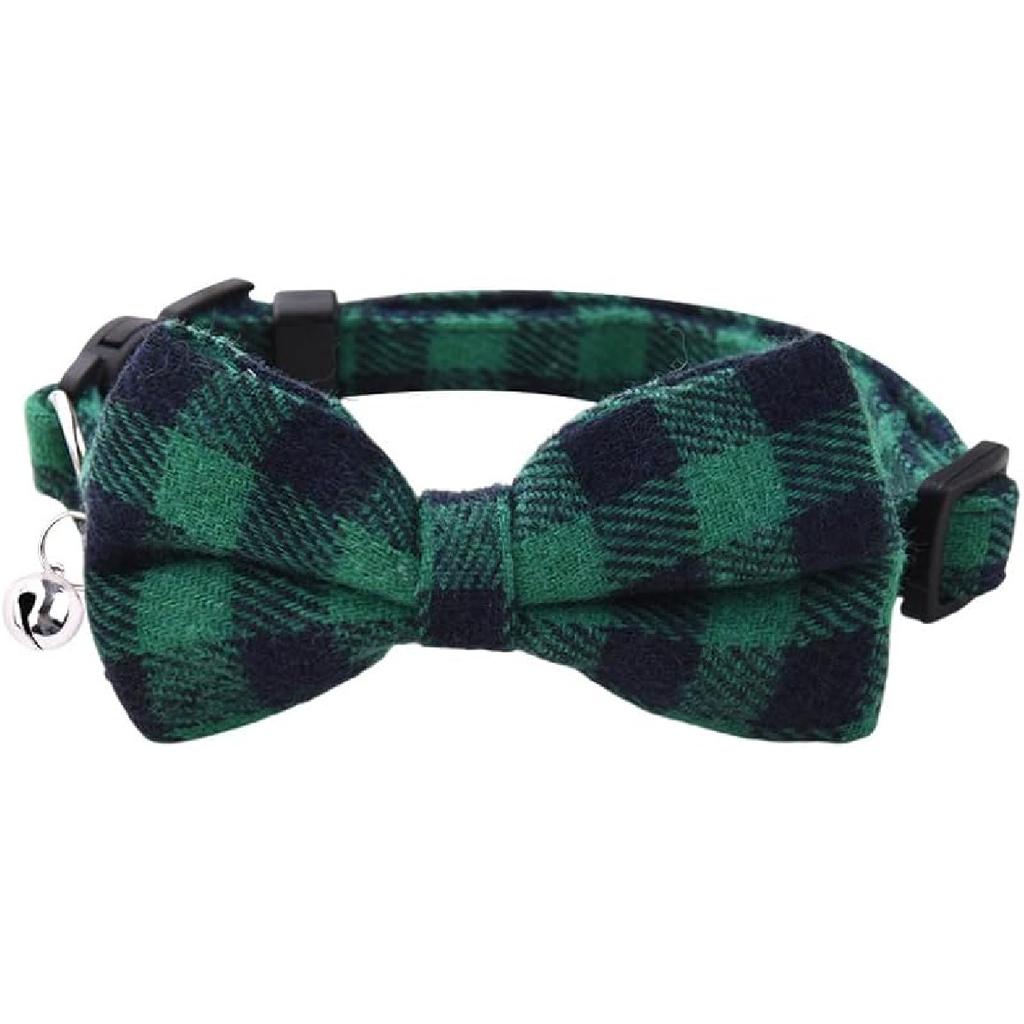 Dog Cat Collar Bowtie Breakaway Adjustable Cat Collar with Bow Tie for Cat Black and White Bow Tie Collar for Cats Dog with Bell Collar for Small