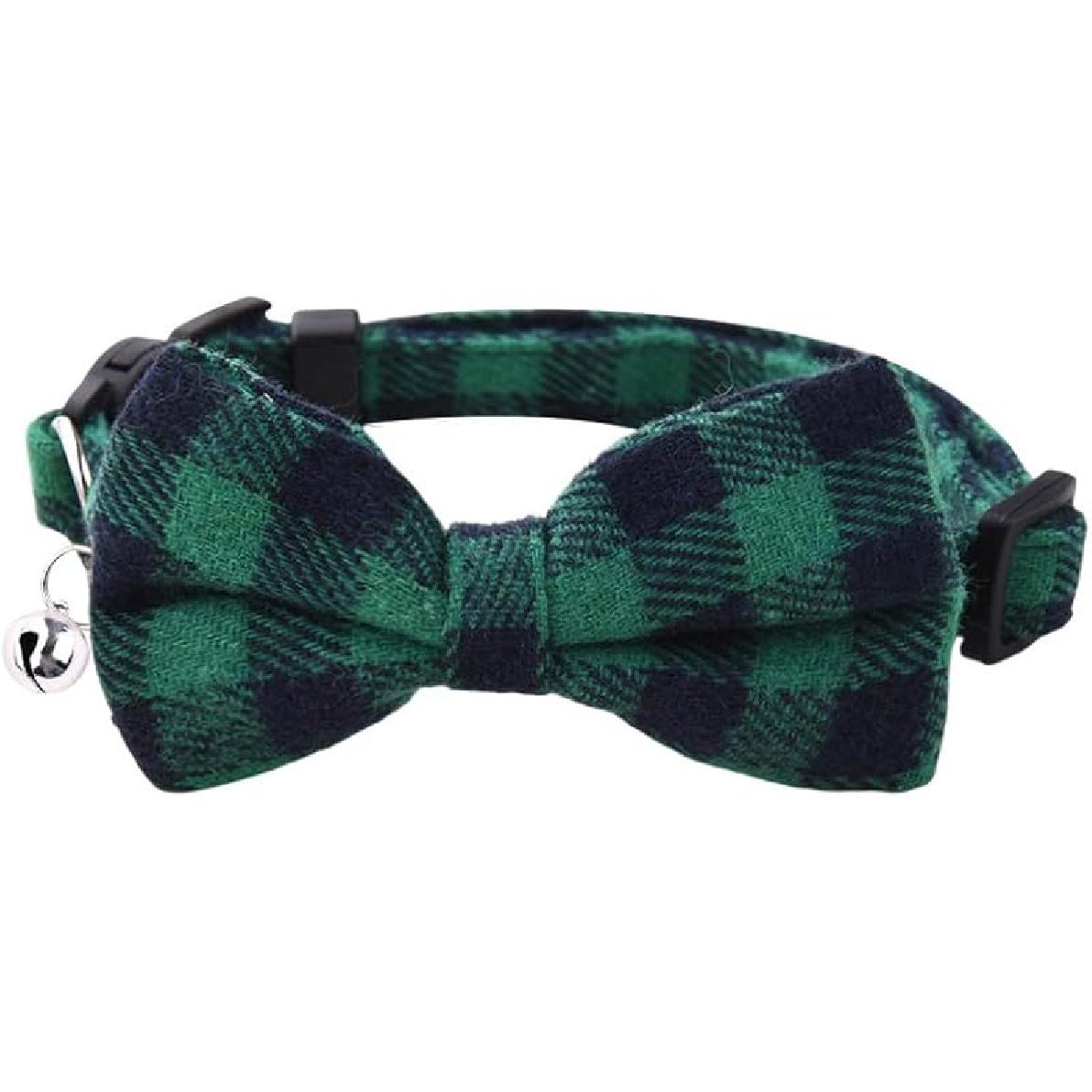 Dog Cat Collar Bowtie Breakaway Adjustable Cat Collar with Bow Tie for Cat Black and White Bow Tie Collar for Cats Dog with Bell Collar for Small