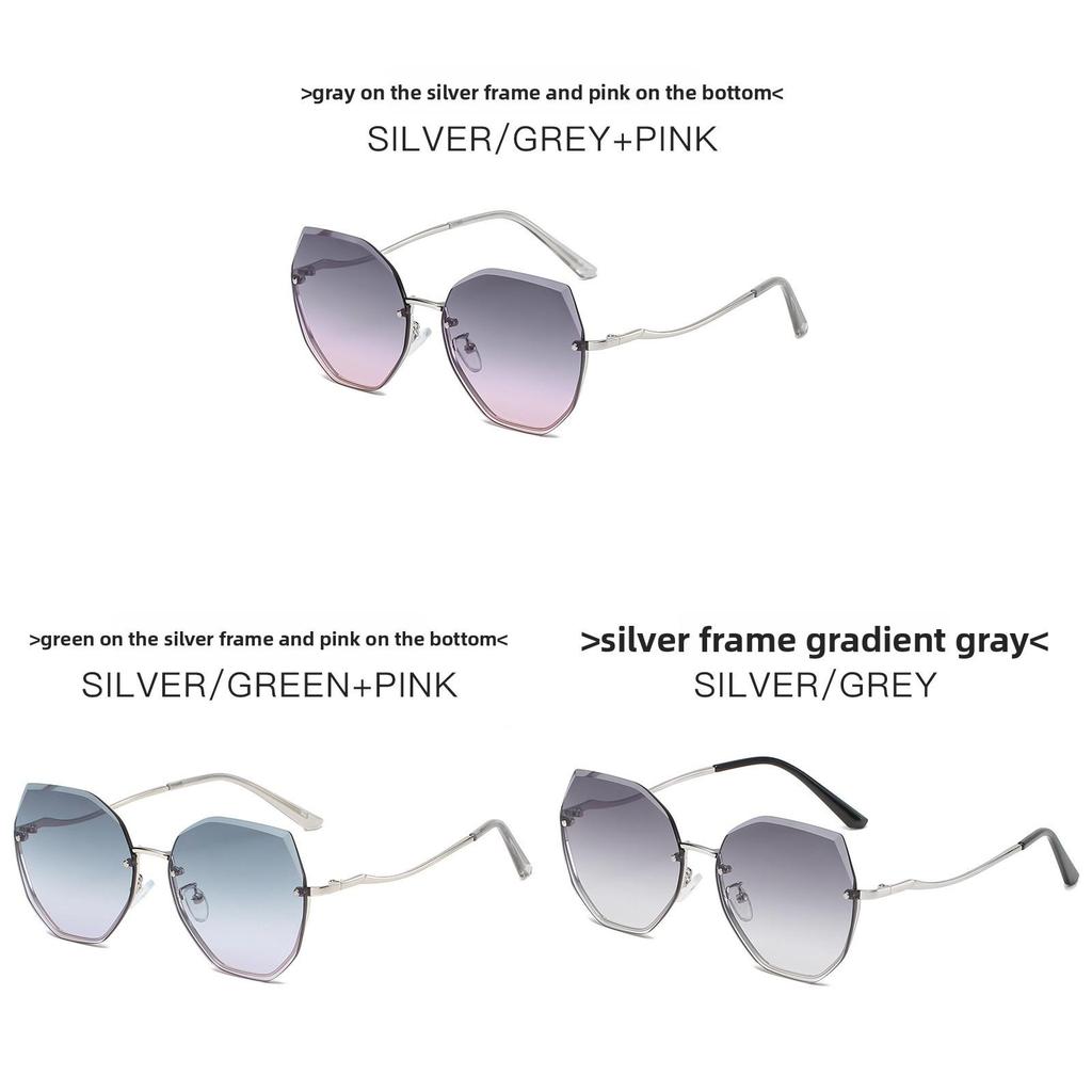 Fashion Polygon Frameless Sunglasses For Women With Uv400 Protection For Travel And Parties