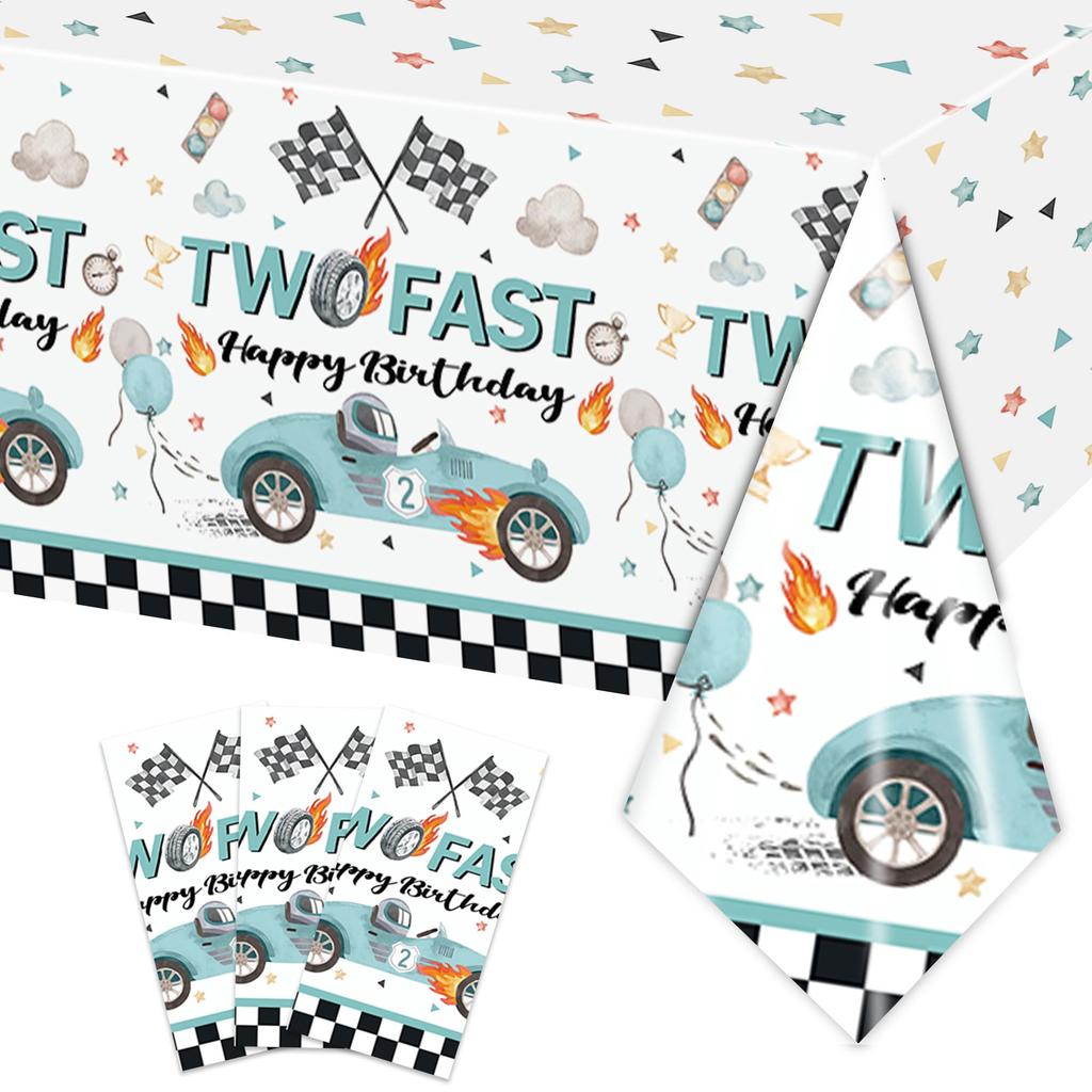 Two Fast Theme Disposable Tablecloth Racing Car Birthday Party Supplies Kids 2nd Birthday Party Decorations