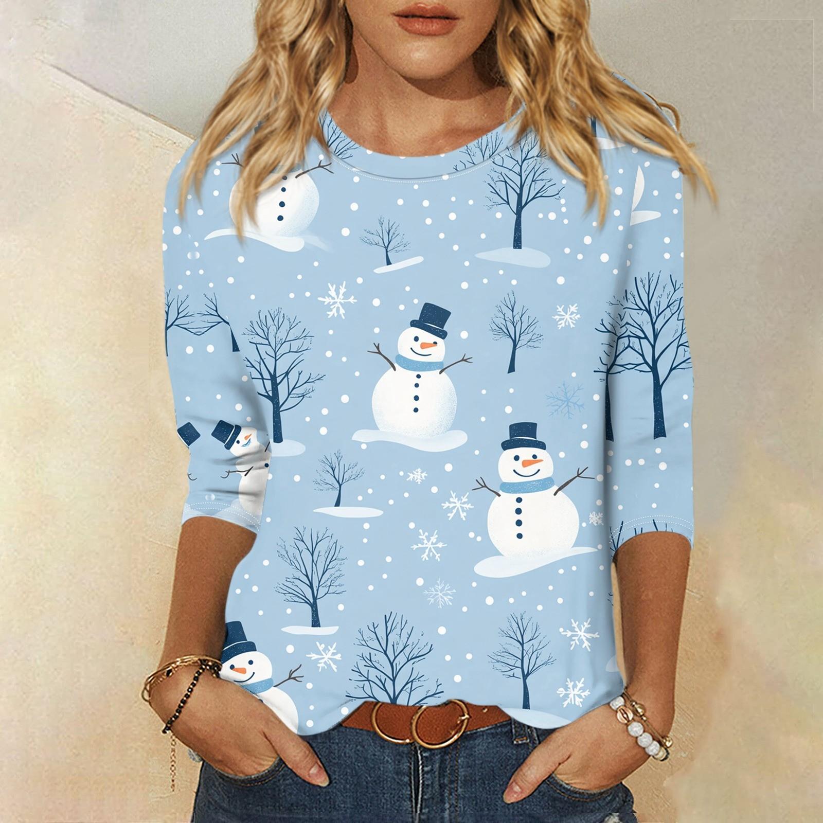 

Рубашки с рукавом 3/4 для женщин, футболки с графическим принтом, блузки, повседневные базовые топы, пуловеры S