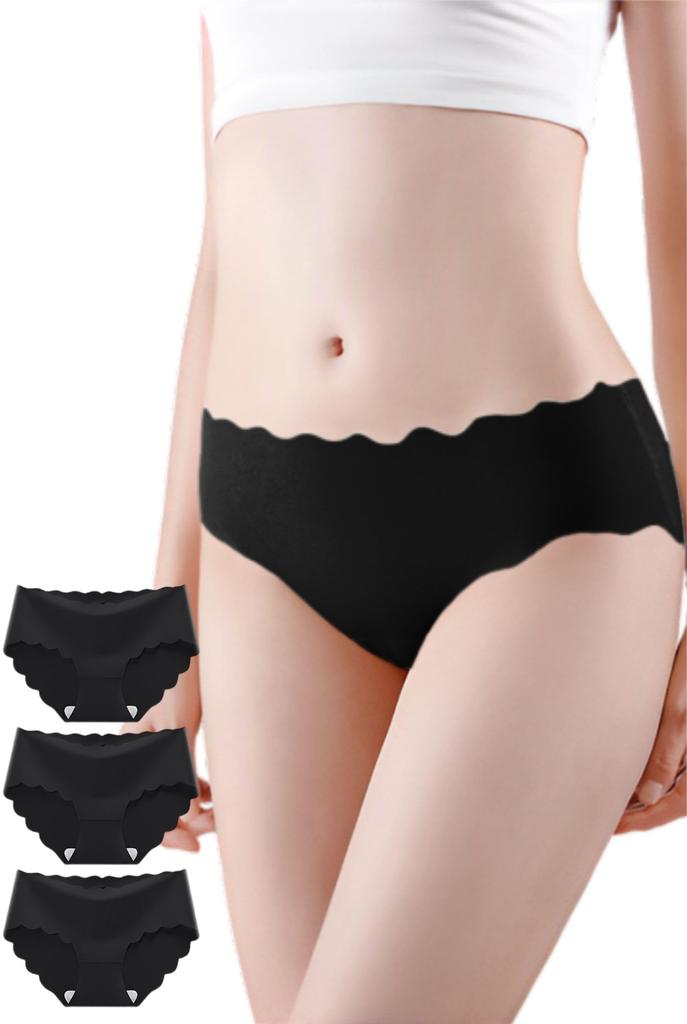 Ricobello Seamless Bulk Purchase Set Panties, Women's Underwear, Black, (3 Black, Medium)