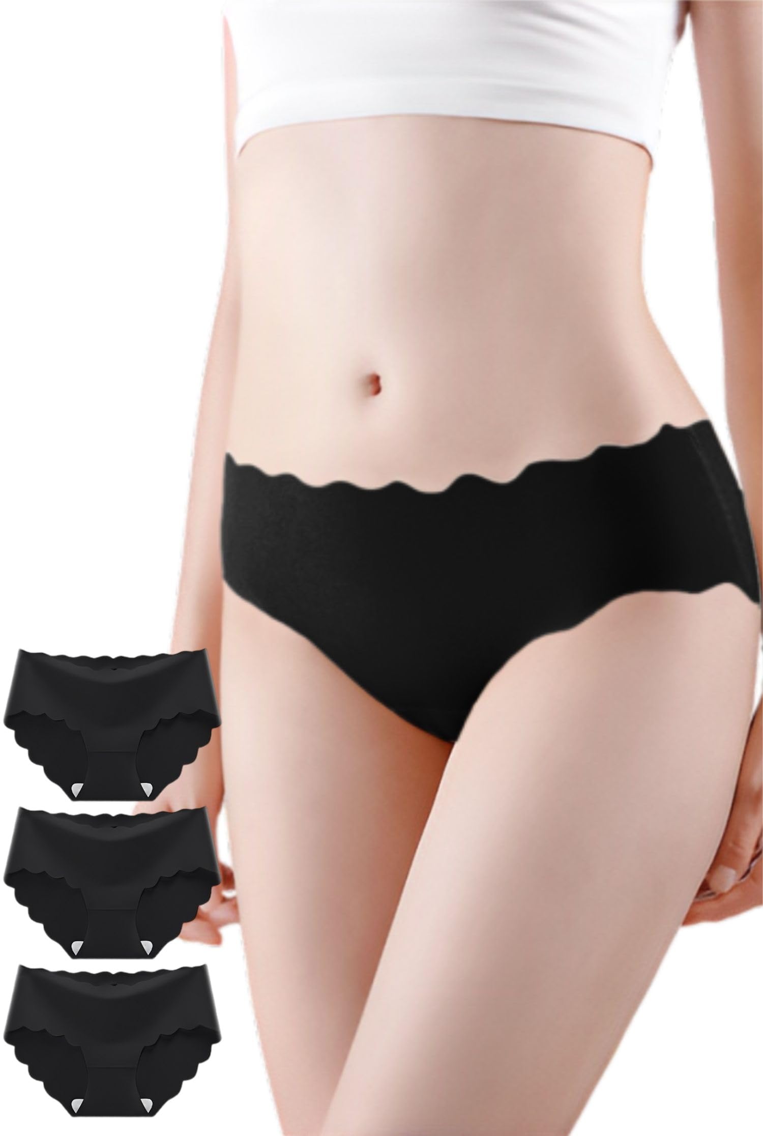 

Ricobello Seamless Bulk Purchase Set Panties, Women s Underwear, Black, (3 Black, Large)
