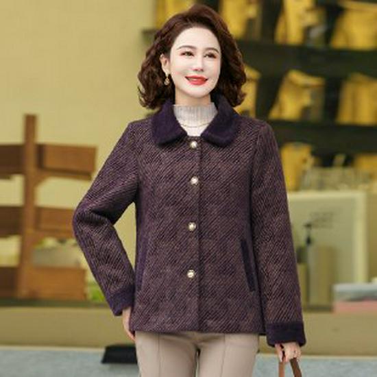 

Хлопковая куртка на флисовой подкладке для женщин старше 50 лет – Большой размер, Утепленная для осени и зимы 3XL фиолетовый