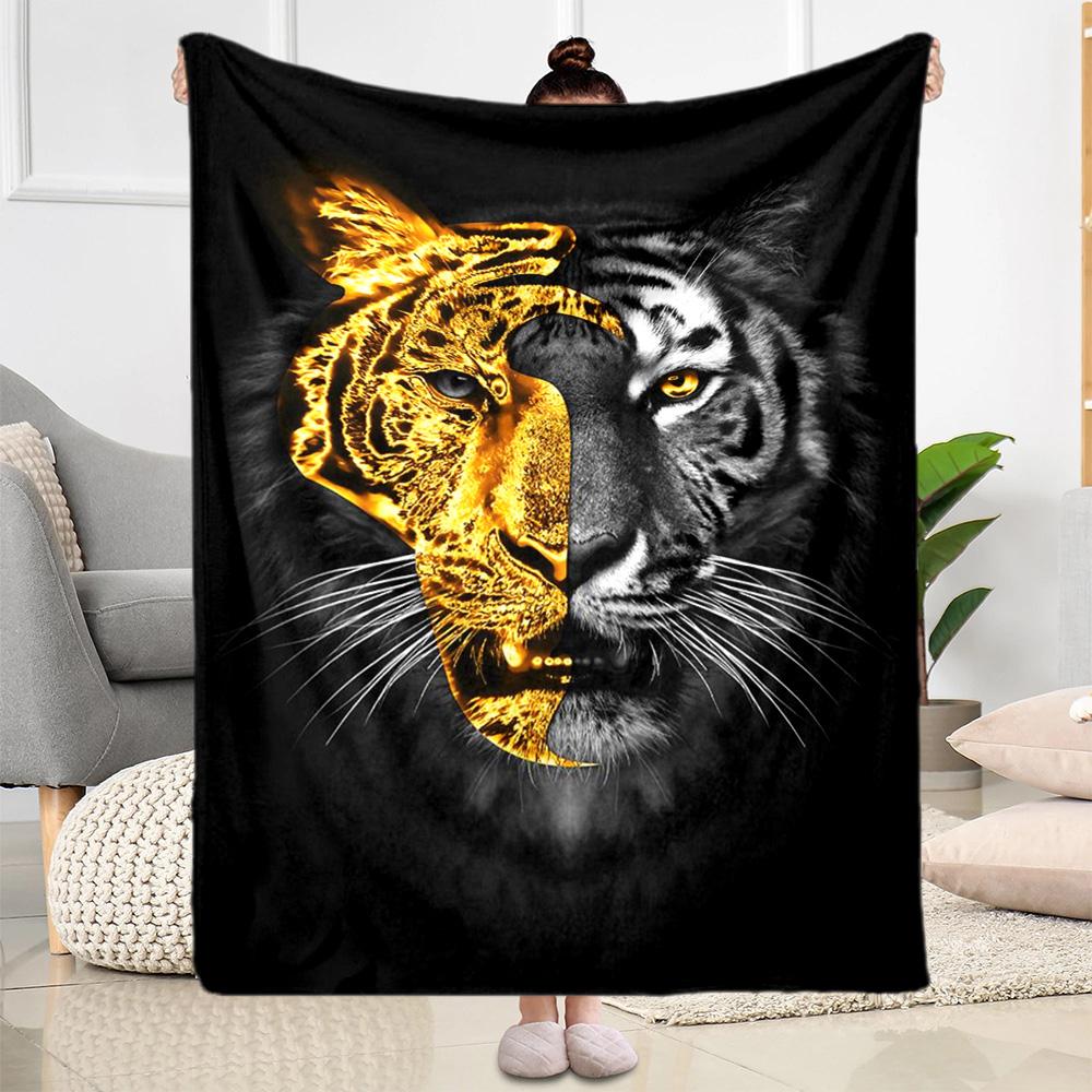 Tiger And Roses Blanket Suitable for Offices, Travel, Living Rooms Also a Good Gift for Friends and Family Suitable for All Seasons.