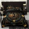Conjunto de Cama Celestial com Estampa Digital Sol Lua Conjunto de Capa de Edredom Tecido Respirável Design Astrológico Dourado Tamanho King Queen Solteiro