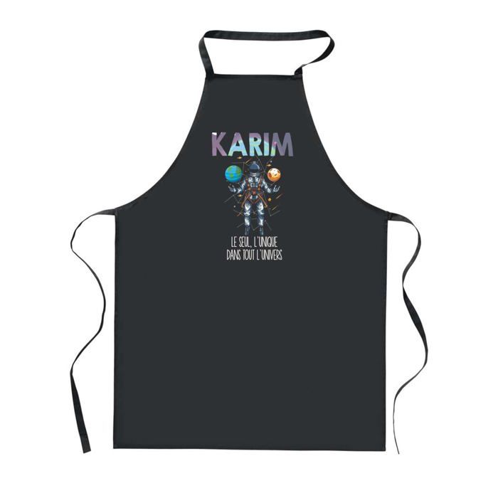 Tablier de cuisine - PLANETEE - Karim - Noir - Impression bretonne - 90x60 cm
