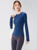 Women's Slimming Long-Sleeve Pilates & Running T-Shirt with Finger Cots - High-End, Tight-Fitting Fitness Top