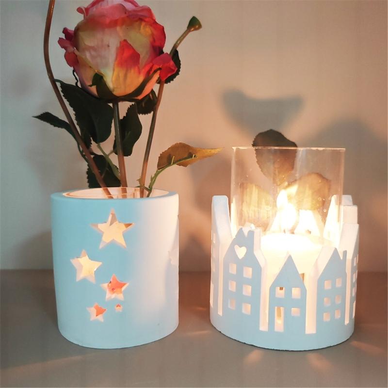 Stampi Portacandele a Forma Circolare Creativi Portacandele 3D Stampini in Silicone per Contenitori di Gioielli e Decorazioni per la Casa