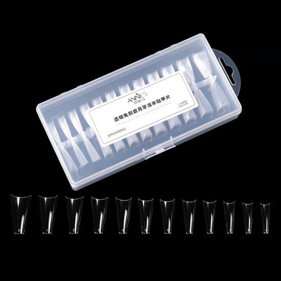 240Pcs/Box Fake Ultra-thin No Trimmable Carving Grinding Nail Traceless DIY Frosted Small Trapezoid Half-paste Extend