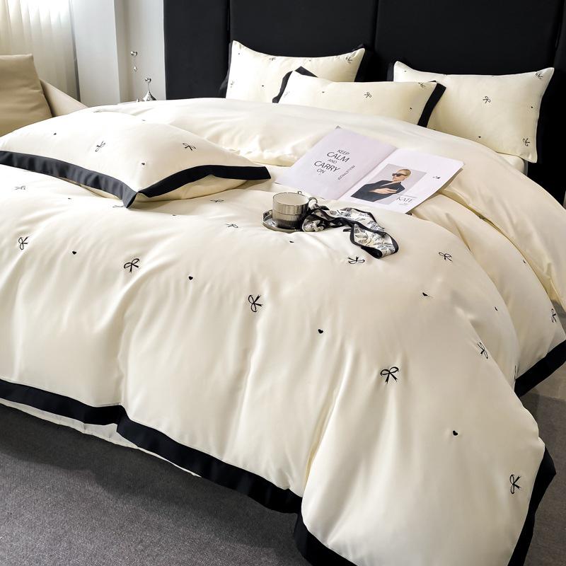 2024 A-Class Silk Tencel 4-Piece Luxury Duvet Cover Set with Embroidery – Princess Style