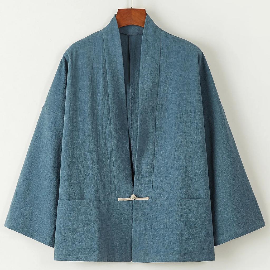 2026 Spring Summer Japanese Kimono Cardigan Men Harajuku Cotton Shirts Men Hanfu Jacket Shirt Cosplay Samurai Costume Tops