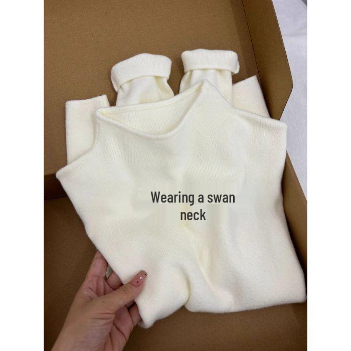 Super dívčí korejský svetr s polovičním rolákem - Stylový, měkký top s dlouhým rukávem