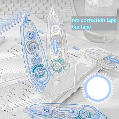 2-in-1-Korrekturband-Klebeband-Set, modisches blau-weißes transparentes Korrekturband-Spender-Klebeset