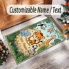 Animals Theme Crystal Velvet Floor Rug Personalized Custom Name Text Warm Carpet Home Decoration