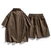 Cardigan Set Uomo Maglia Manica Corta Set Uomo Estate T-shirt Larga Set Due Pezzi