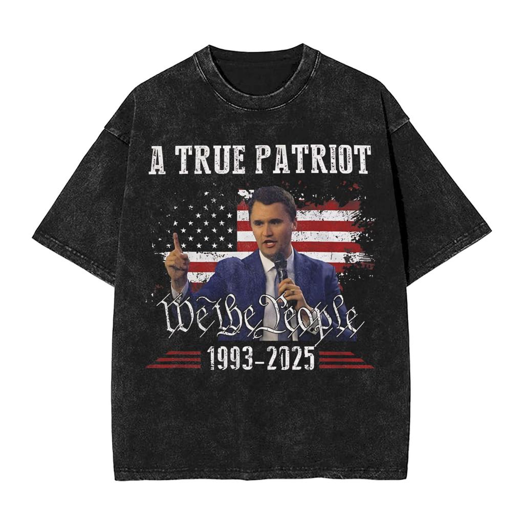 Washed T Shirt Justice For Charlie Kirk Hip Hop Tshirts Oversize  Streetwear Short Sleeve Printed Tops Tee Shirt Men Women