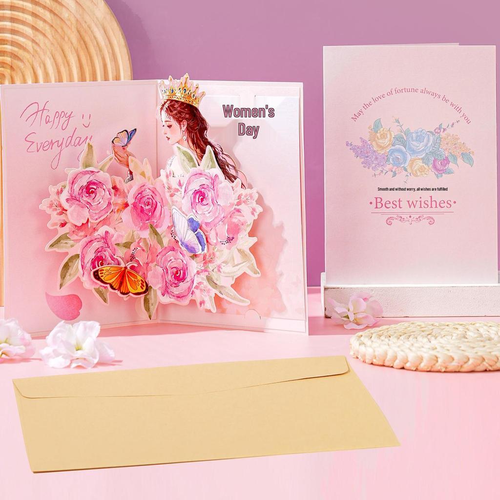 2026 3D Stereo Movable Women's Day Greeting Card for March 8th - Customizable Festival Gift Card
