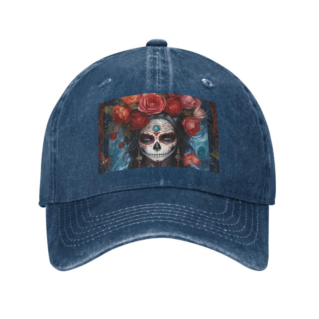 Mexican Catrina Sugar Skull Lady Denim Cap Casual Baseball Caps Adjustable Hat Summer Unisex Baseball Hats