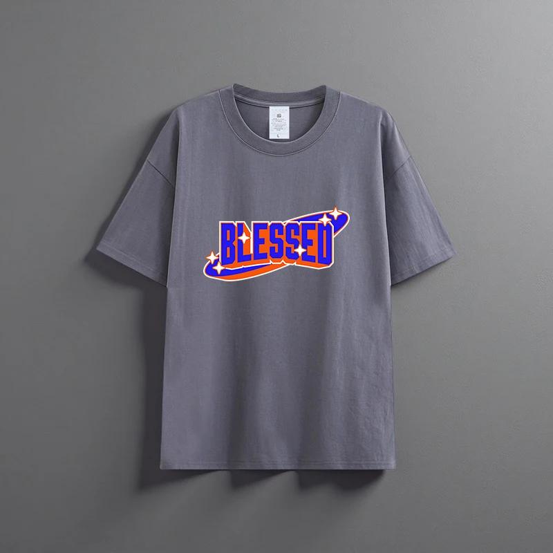 Summer new unisex versatile pure cotton T-shirt fashionable casual round neck top breathable loose fit print short sleeved shirt