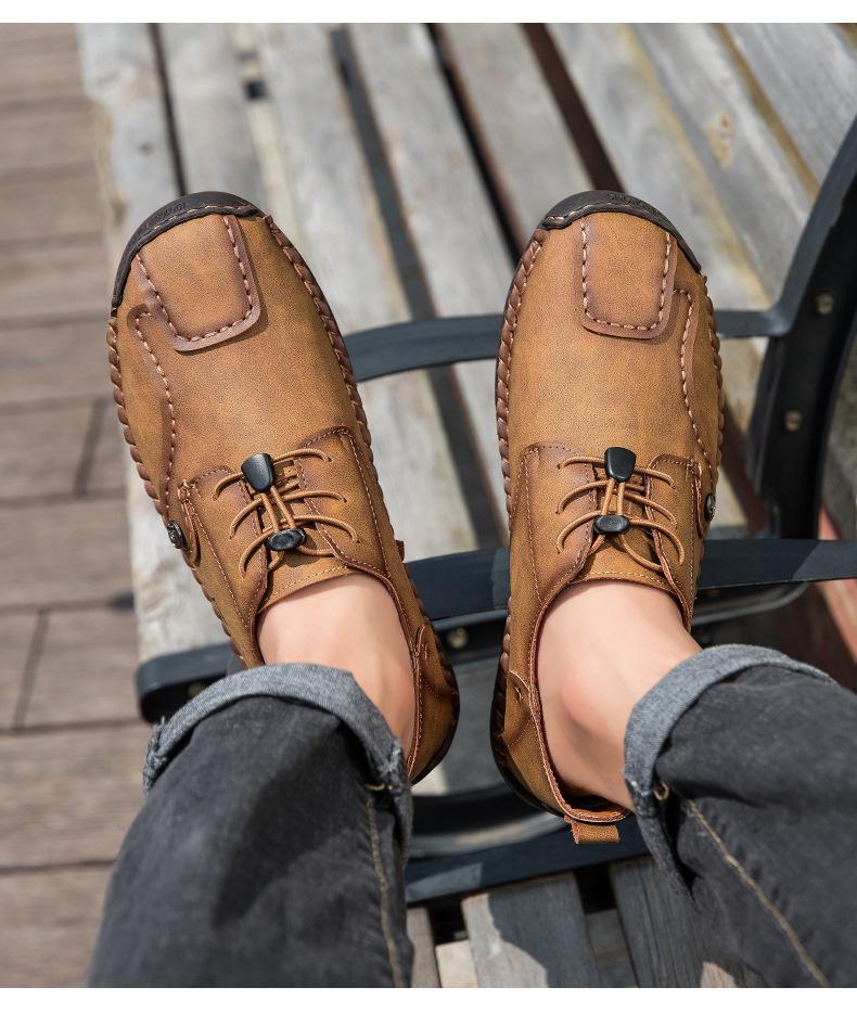 2025 Autumn Handmade Men's Large Size Casual Leather Slip-on Moccasins