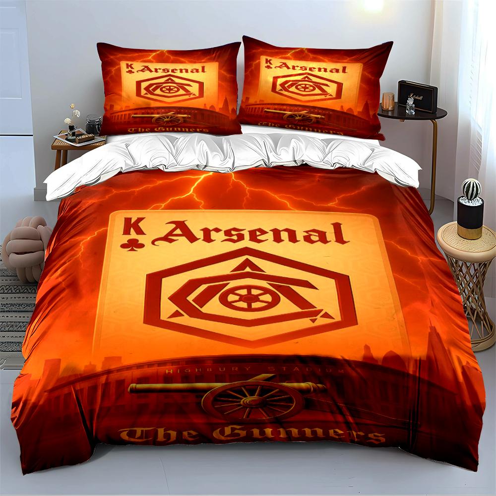 Set Biancheria da Letto Logo Arsenal Copripiumino Copripiumino Federe Decorazioni per la Casa (1 * Copripiumino 2 * Federe, senza piumino)